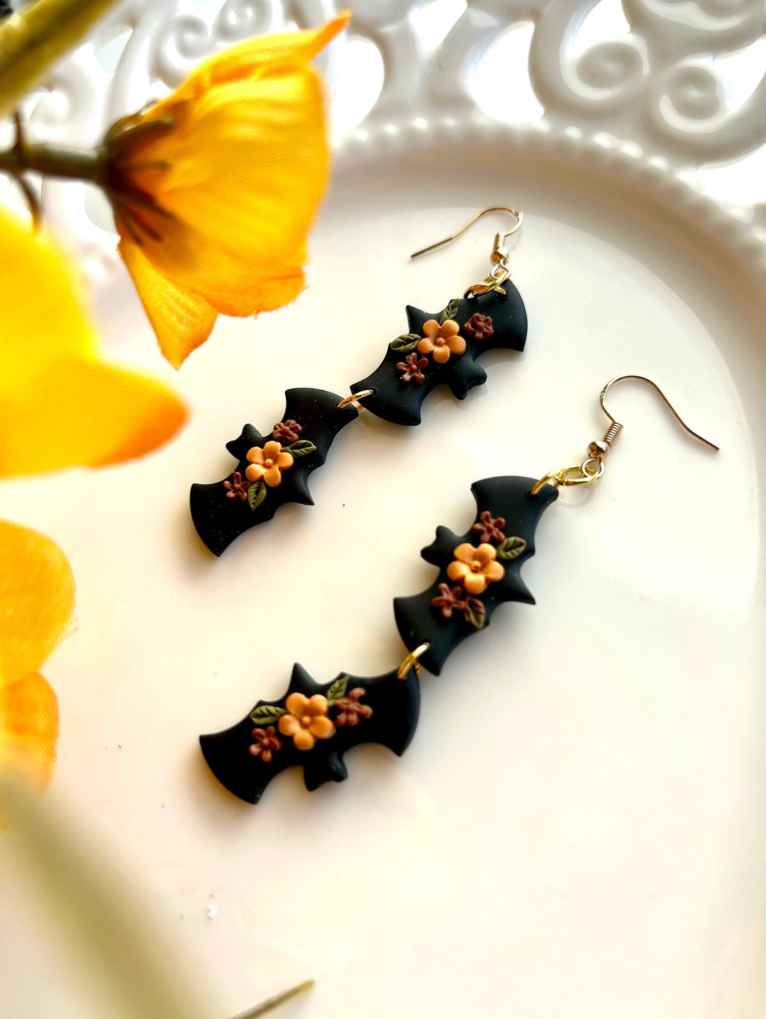 Fall Floral Bat Earrings | Featured Brand