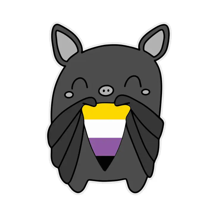 Non-Binary Pride Bat Waterproof Sticker | Featured Brand