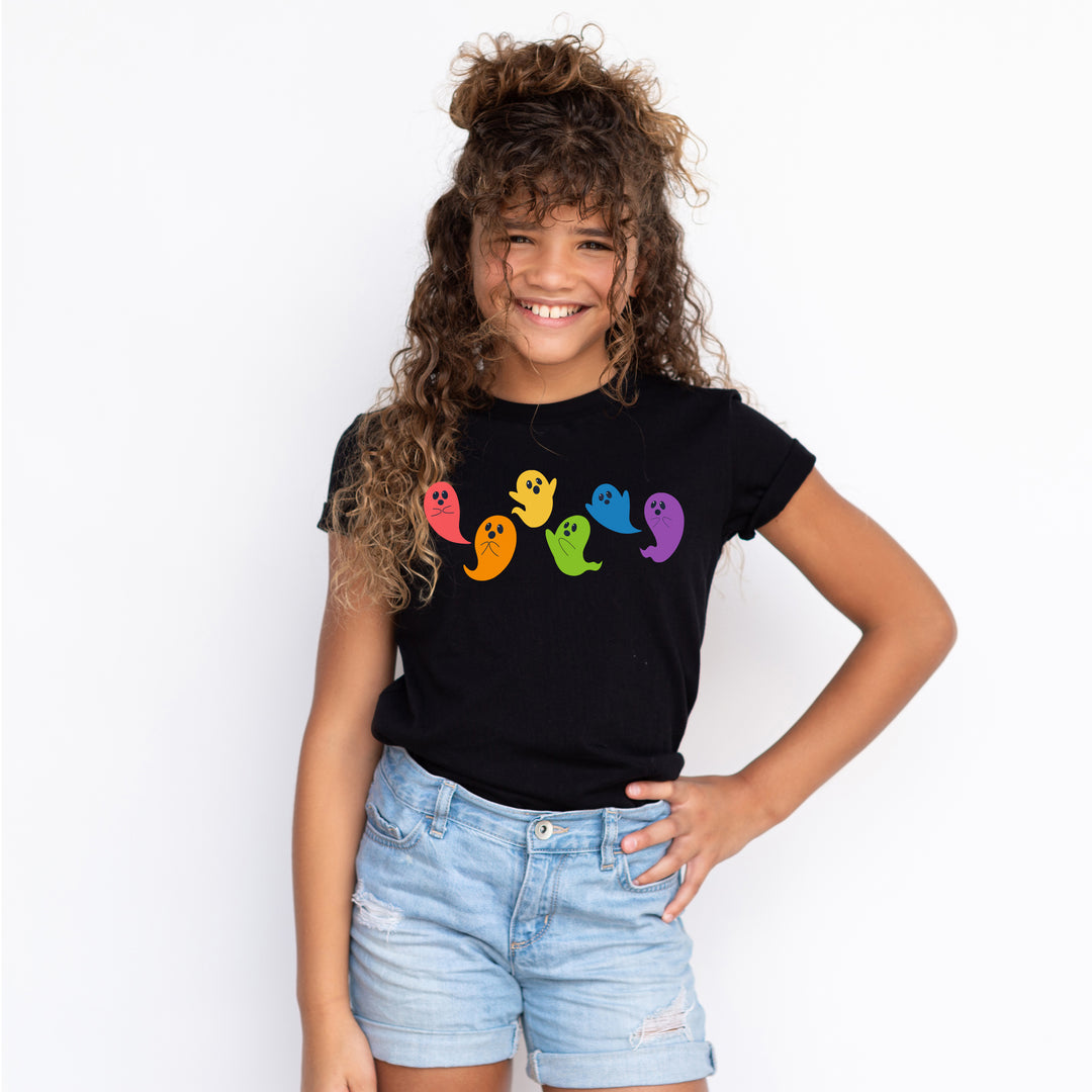 Rainbow Ghosts Black Youth Tee