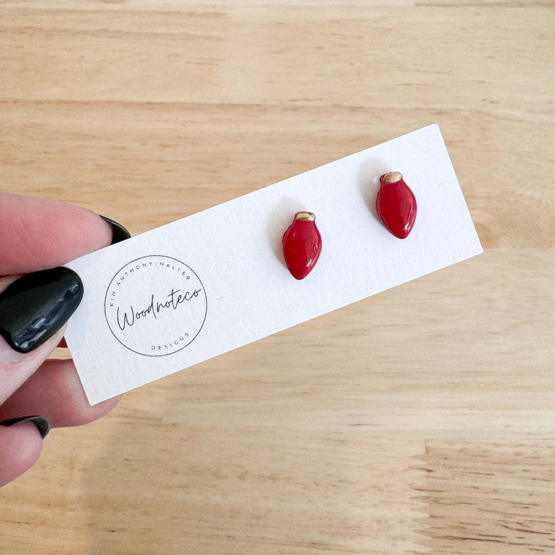 Red Light Bulb Stud Clay Earrings | Featured Brand