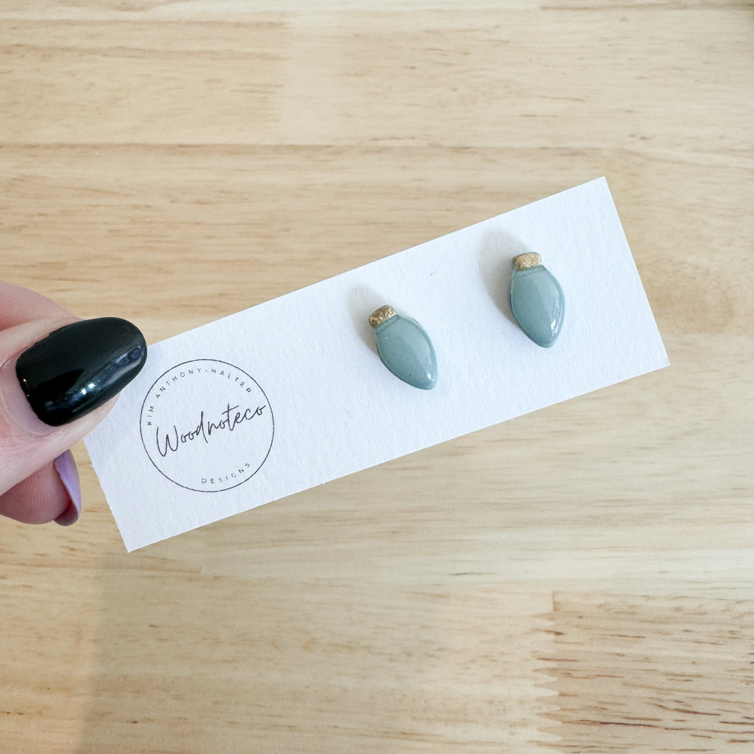 Sage Light Bulb Stud Clay Earrings | Featured Brand