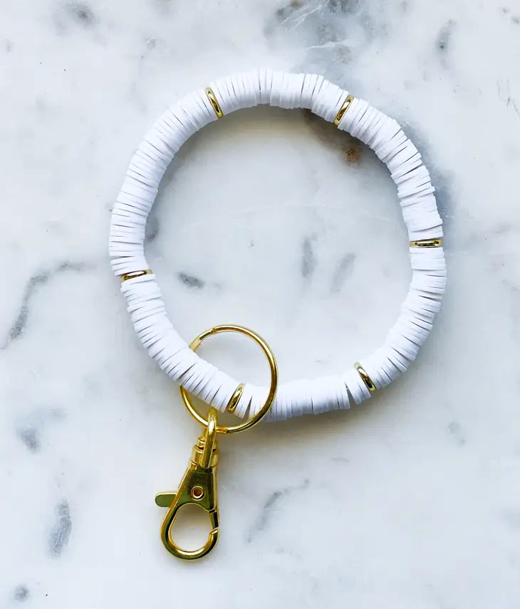 White Heishi Wristlet Keychain | Featured Brand