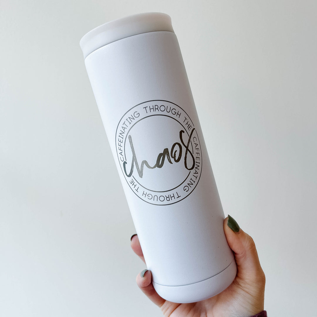 Caffeinating Through the Chaos White 20 oz. Tumbler
