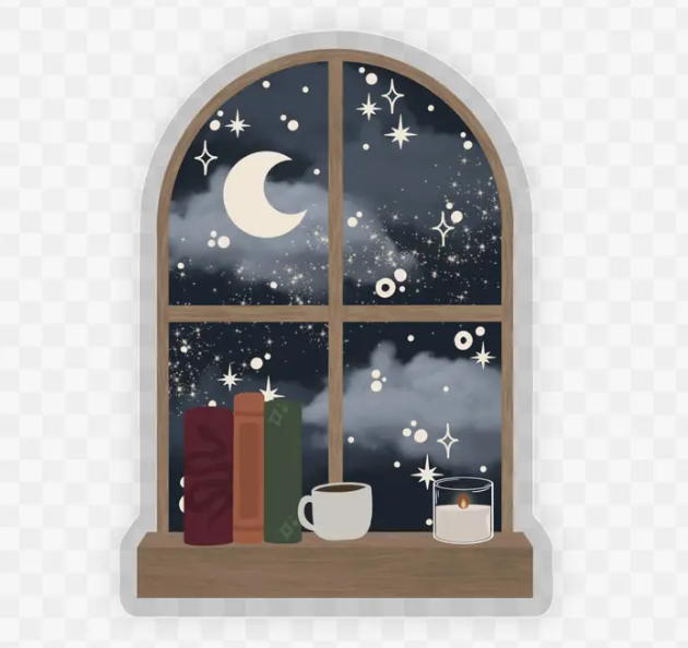 Bookish Midnight Shelf Waterproof Sticker | Featured Brand