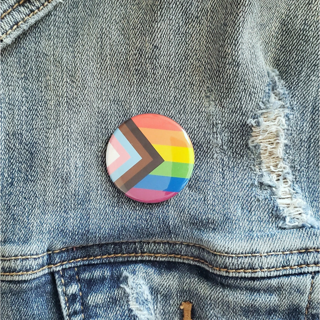 Pride Progress Flag Pinback Button | Featured Brand