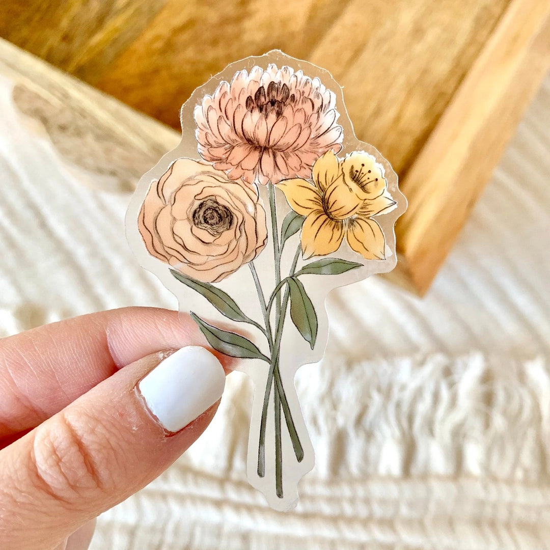 Clear Daffodil and Chrysanthemum Sticker | Featured Brand