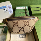 Gucci Jumbo GG Belt Bag Camel And Ebony Jumbo GG Canvas For Women 15.3in/39cm