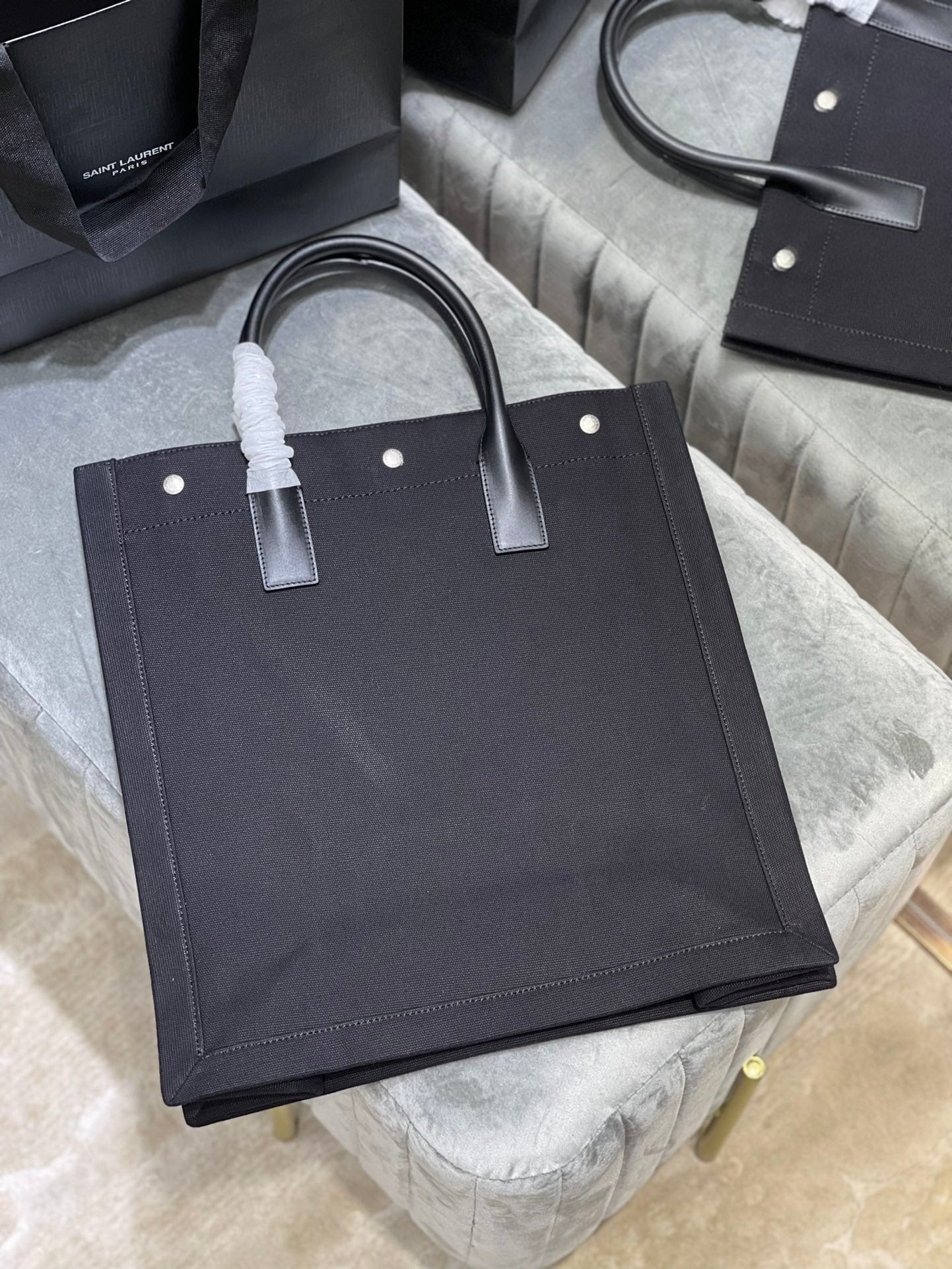 Saint Laurent Rive Gauche North/South Tote Bag In Printed Linen For Women 39cm YSL 63253996N9E1070