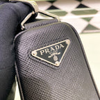 Prada Saffiano Triangle Bag Black For Women, Women’s Bags 11in/28cm