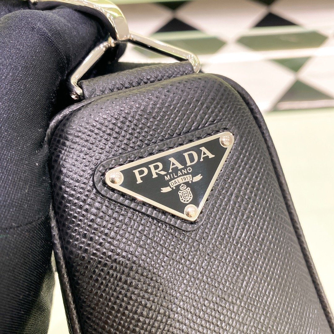 Prada Saffiano Triangle Bag Black For Women, Women’s Bags 11in/28cm