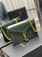 Saint Laurent Cassandra Medium Chain Bag In Grain De Poudre Embossed 22cm