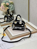 Christian Dior Mini Vibe Zip Bowling Bag 17cm Black