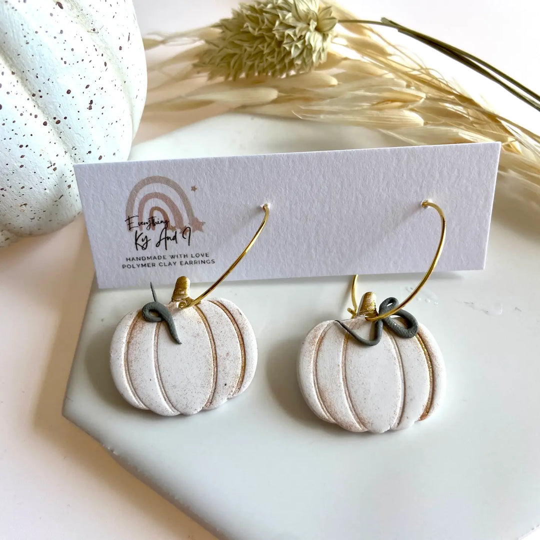 White Pumpkin Hoop Earrings  |  Featured Brand