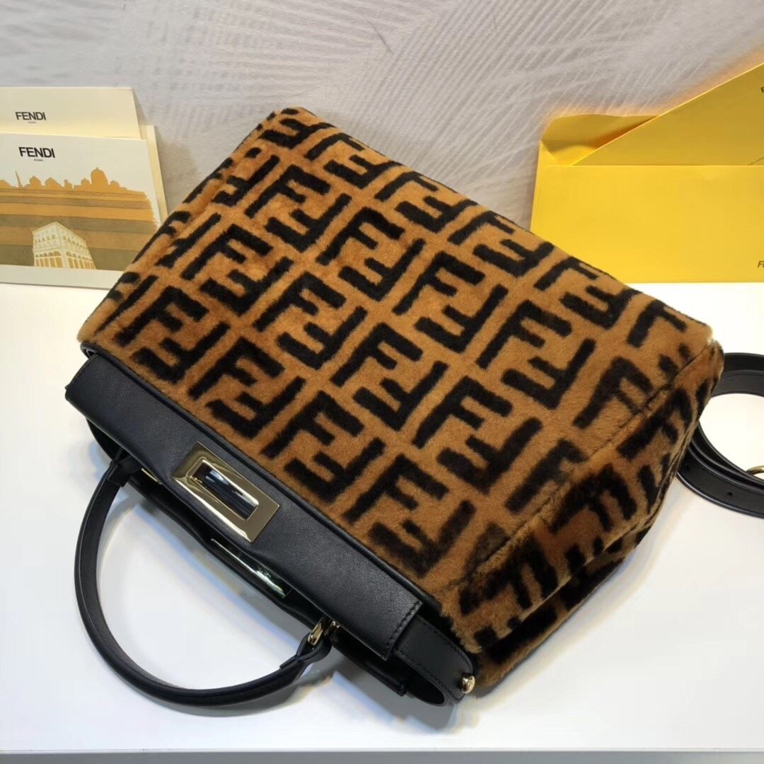 Fendi Peekaboo Handle Bag 38cm Brown