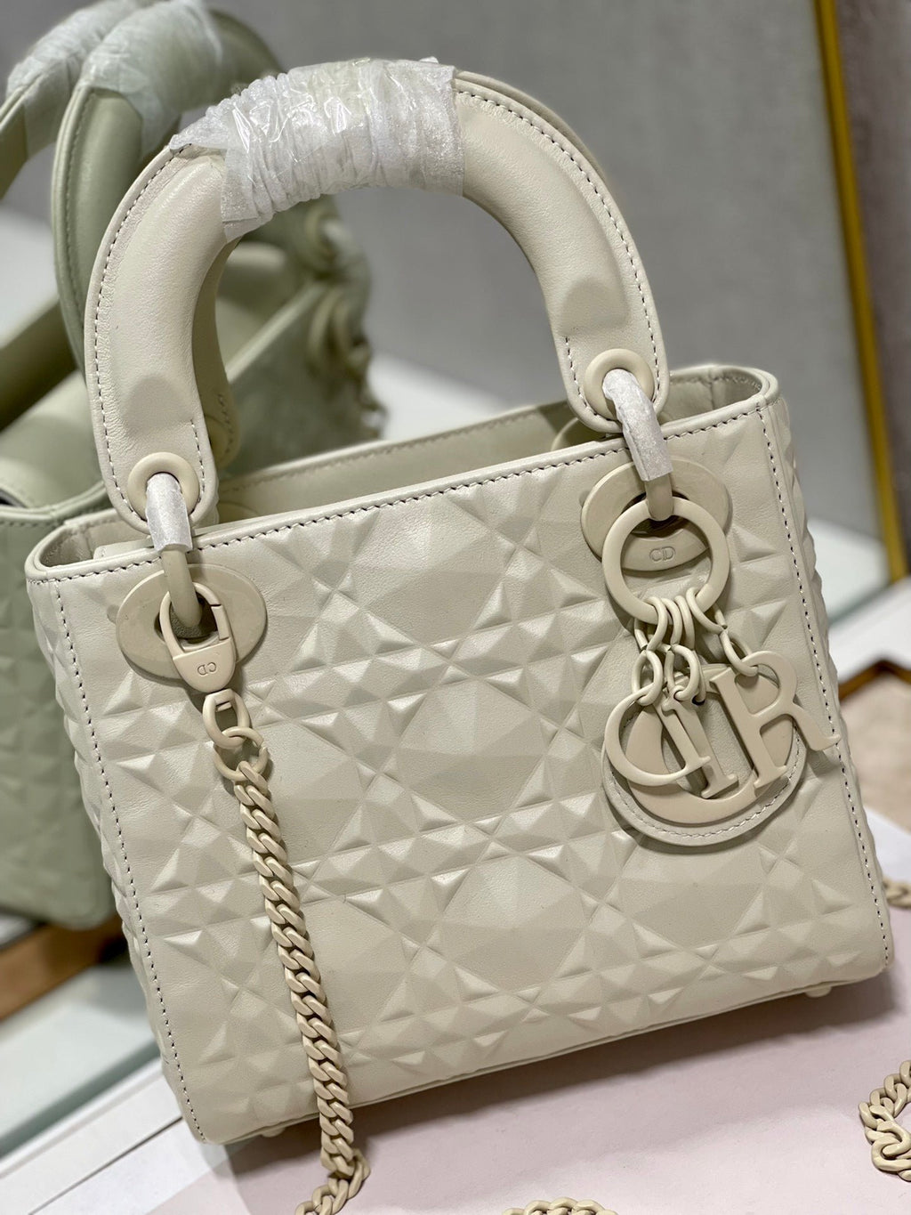 Christian Dior Lady Dior Bag 17cm Beige