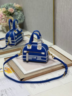 Christian Dior Mini Vibe Zip Bowling Bag 17cm Blue