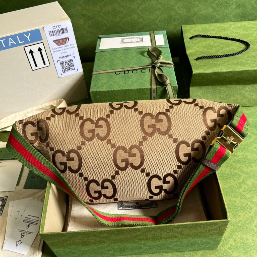 Gucci Jumbo GG Belt Bag Camel And Ebony Jumbo GG Canvas For Women 15.3in/39cm