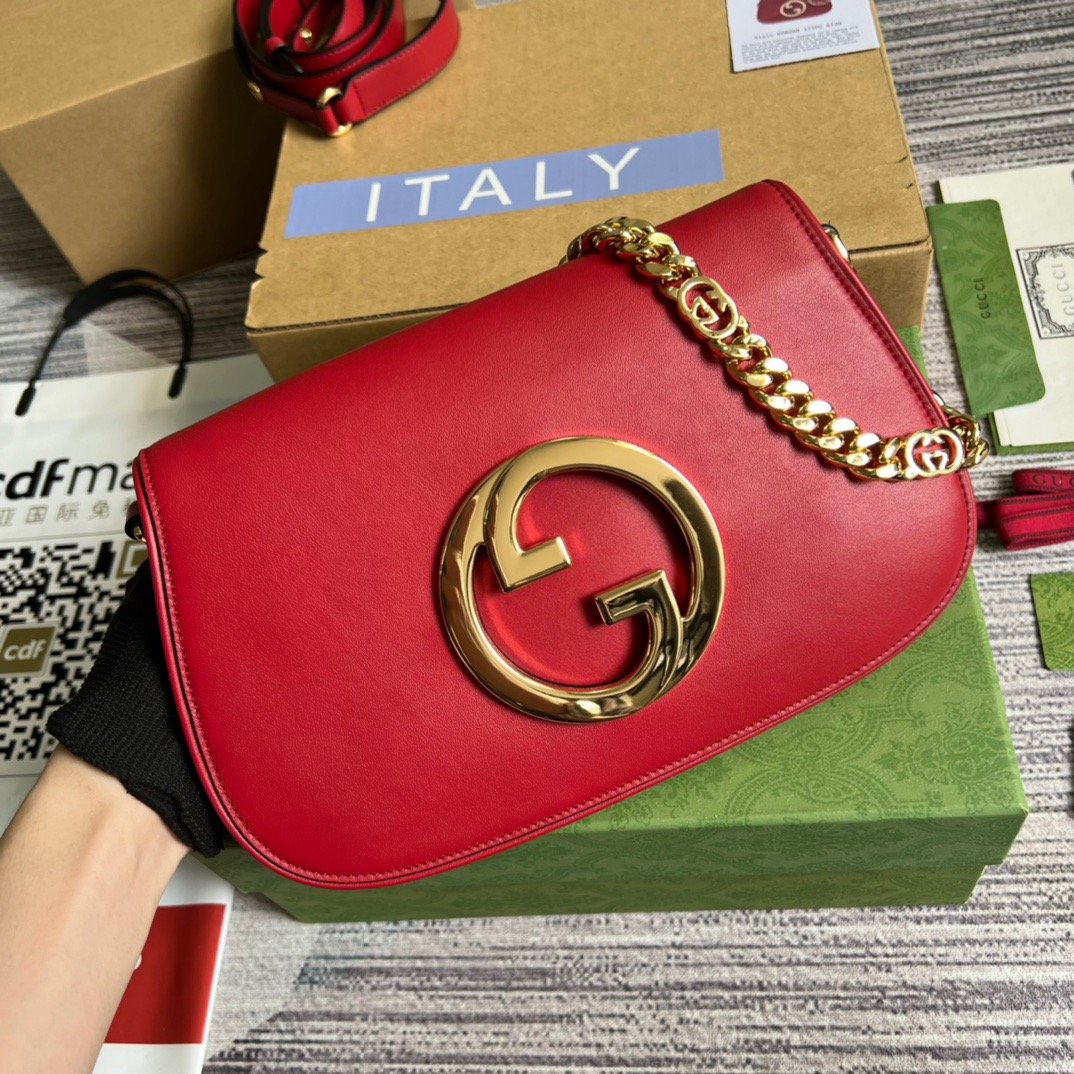 Gucci Blondie Shoulder Bag Red For Women, Women’s Bags 11in/28cm