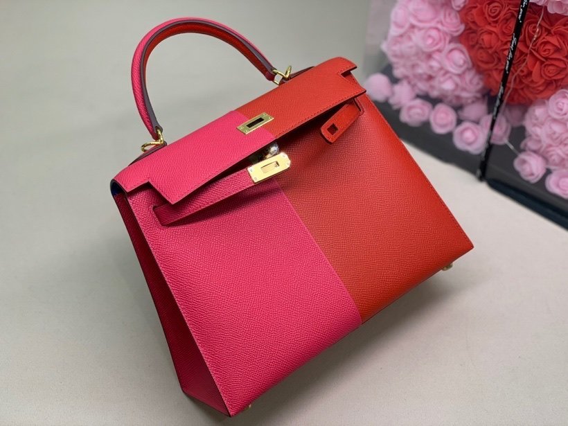 Hermes Kelly 28 Sellier Epsom Bag Red/Pink For Women, Women’s Handbags, Shoulder Bags 11in/28cm