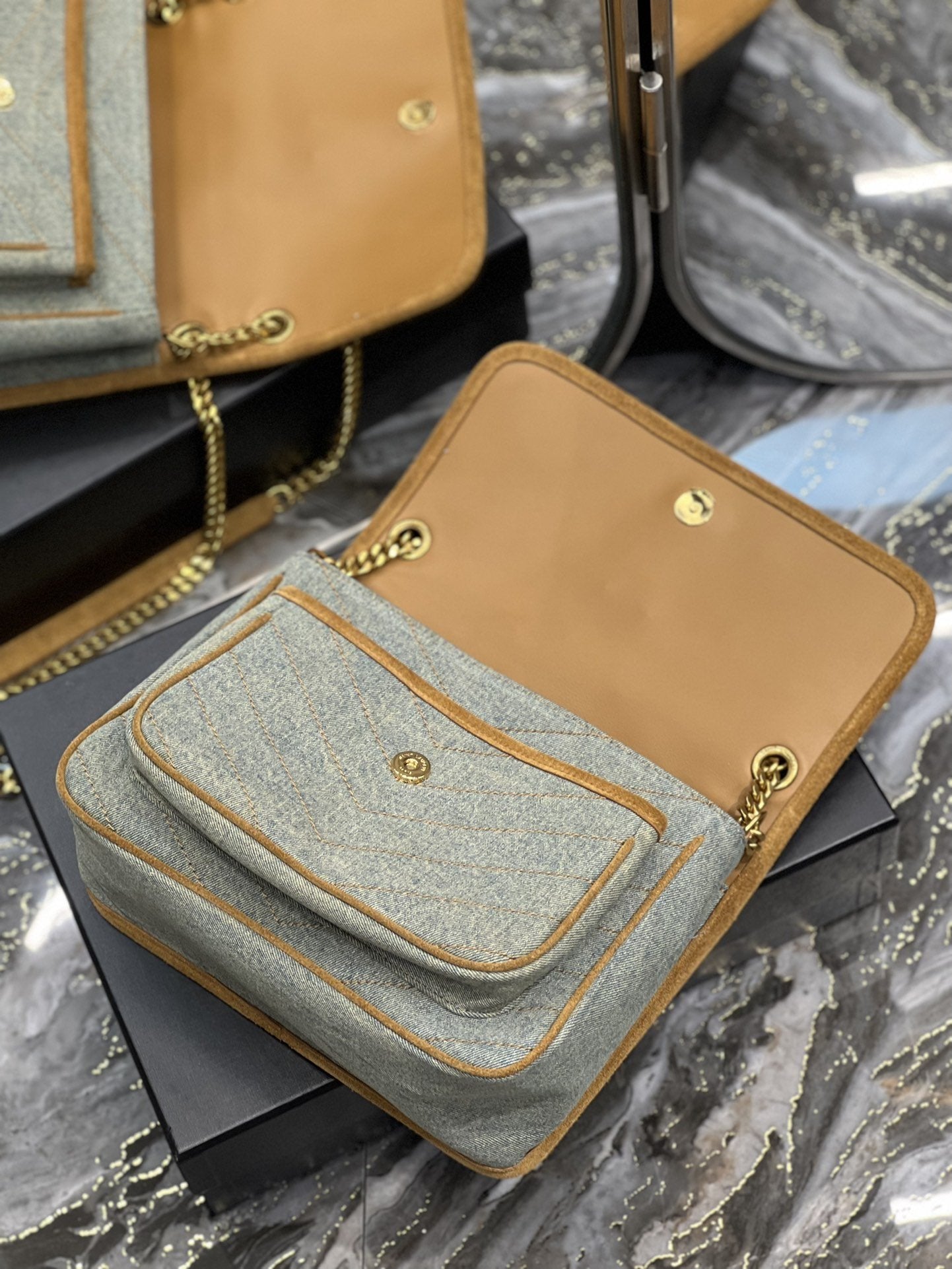 Saint Laurent Niki Medium Chain Bag In Canvas For Women 28cm YSL