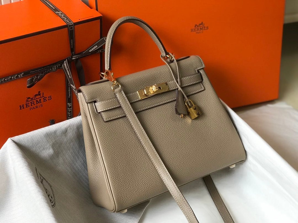 Hermes Kelly 28 Etoupe Togo Bag For Women, Women’s Handbags, Shoulder Bags 11in/28cm
