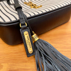Saint Laurent Lou Camera Bag In Canvas Black And White For Women 23cm YSL 612542FAACG9583