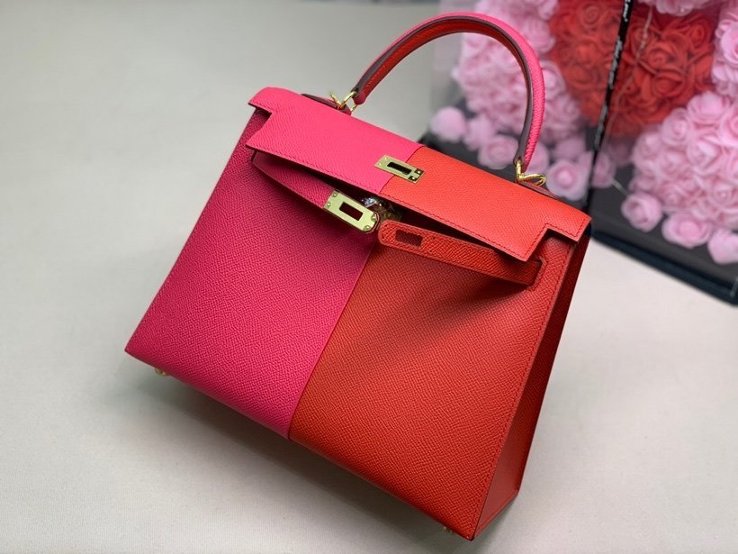 Hermes Kelly 28 Sellier Epsom Bag Red/Pink For Women, Women’s Handbags, Shoulder Bags 11in/28cm