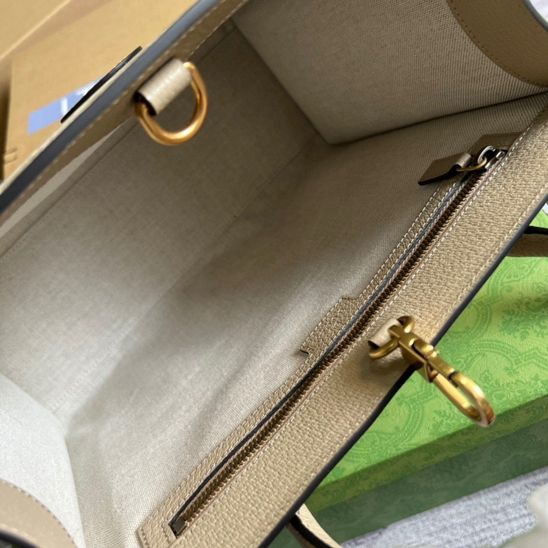 Gucci Small Tote Bag With Interlocking G Beige For Women, Women’s Bags 12.2in/31cm