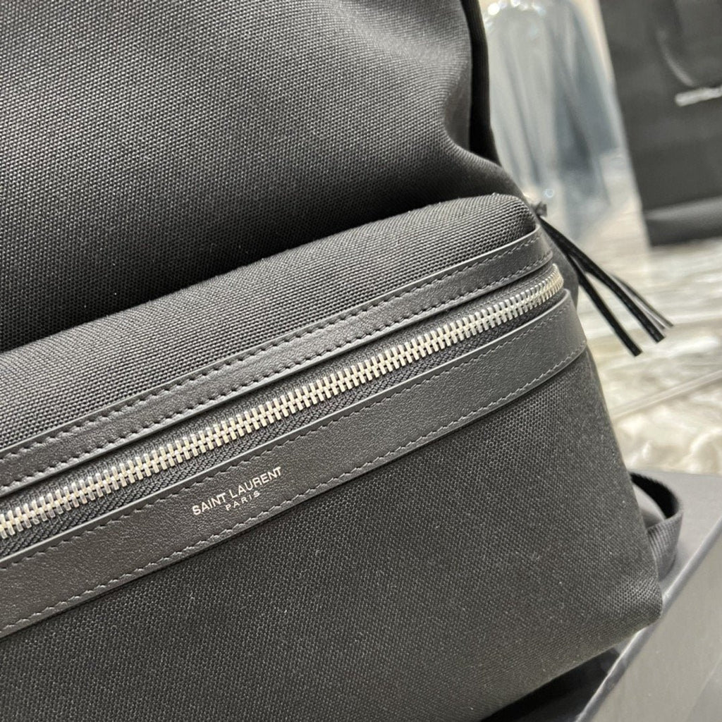 Saint Laurent City Backpack In Canvas Unisex 38cm Black