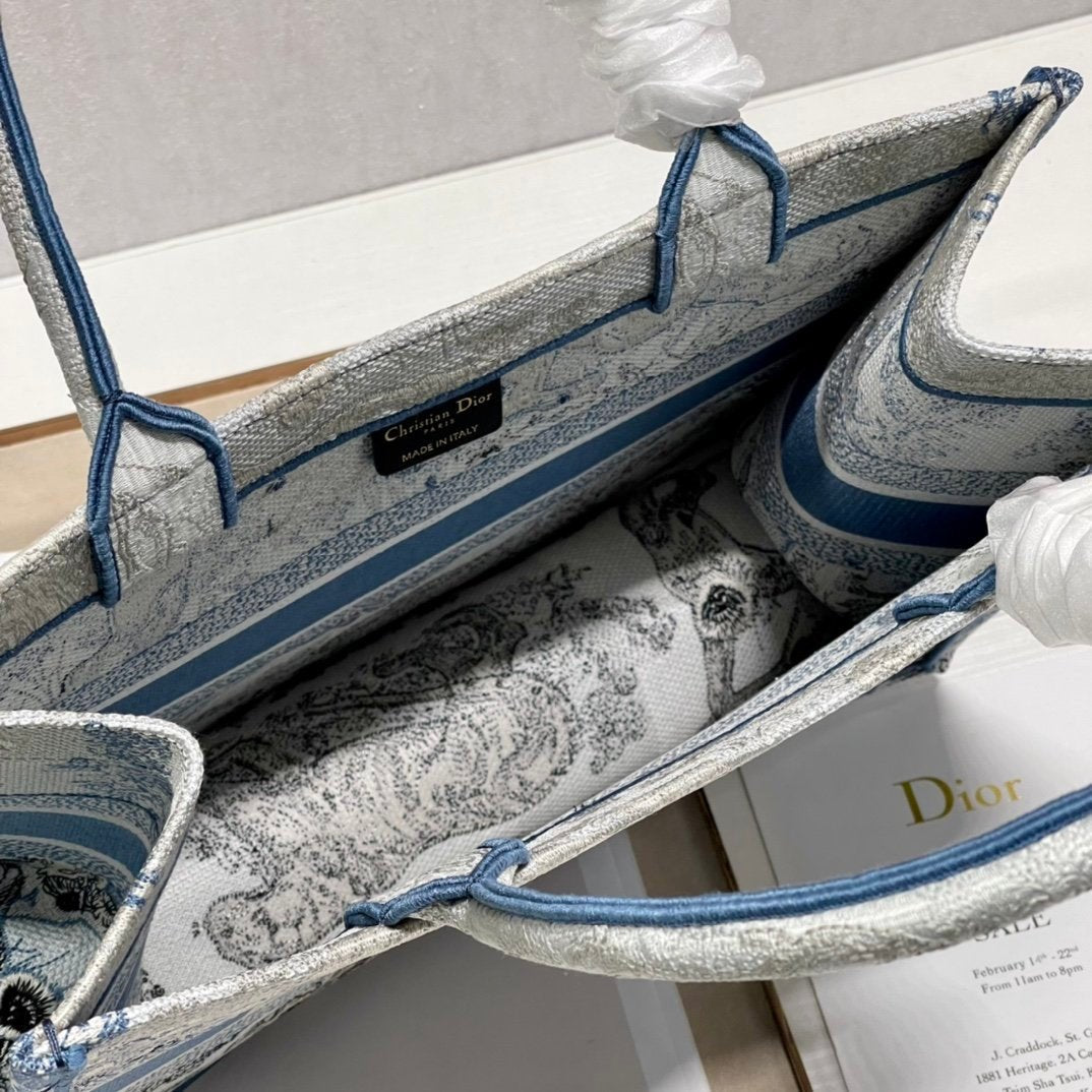 Christina Dior Medium Book Tote Bag 36cm Blue
