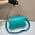 Prada System Nappa Patchwork Shoulder Bag Jade Green For Women, Women’s Bags 7.5in/19cm
