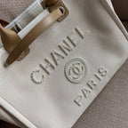 Chanel Deauville Tote 40cm Tweed Bag with Pearl Embroidery Spring/Summer Collection White