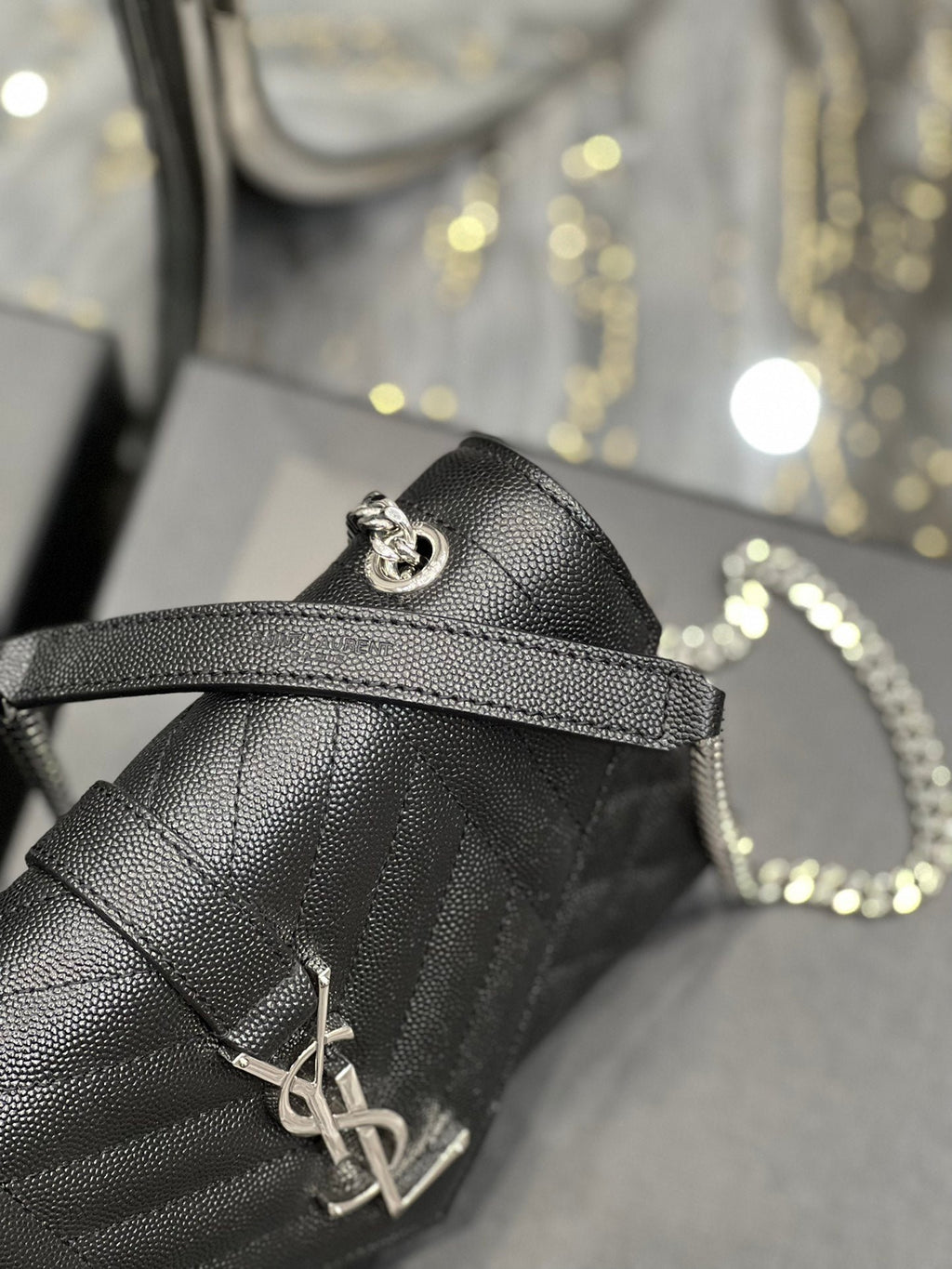 Saint Laurent Small Bag In Mix Matelasse 21cm Black