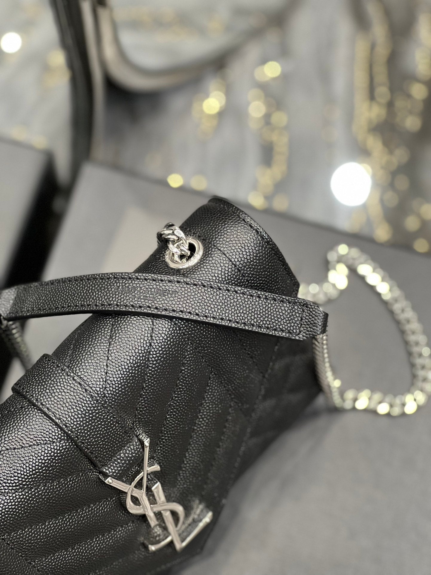 Saint Laurent Small Bag In Mix Matelasse 21cm Black