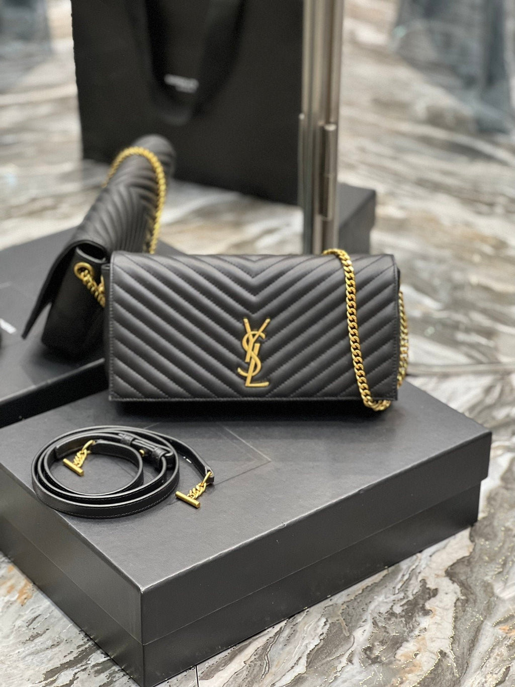 Saint Laurent Kata 99 Chain Bag With Gold Hardware 26cm