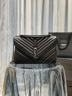 Saint Laurent College Large Chain Bag With Silver Hardware 32cm