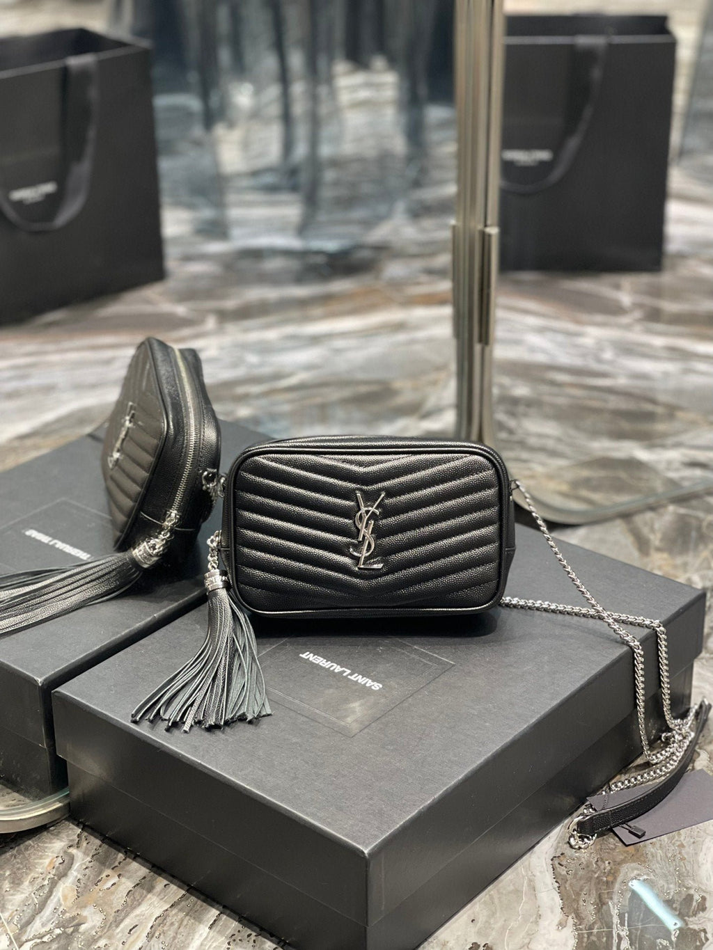 Saint Laurent Lou Mini Bag With Silver Hardware 18cm