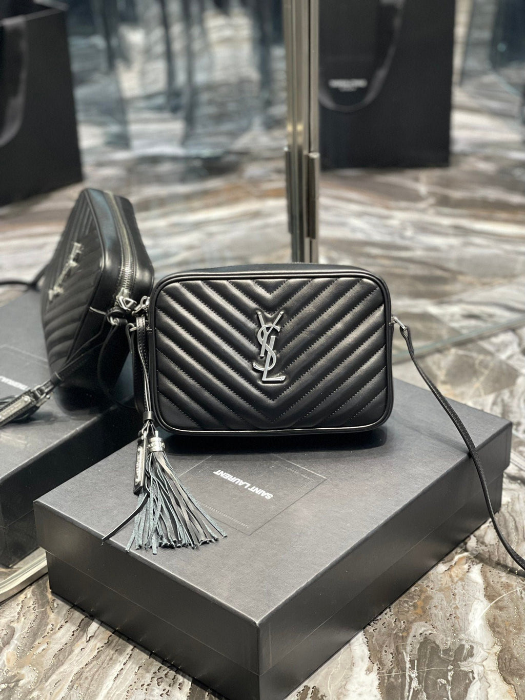 Saint Laurent Lou Camera Bag With Silver Hardware 23cm