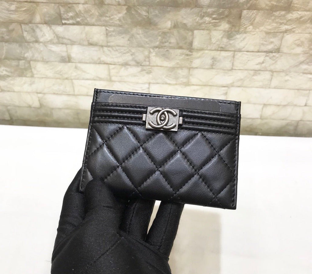 CO-CO Chanel Card Holder With Silver Hardware 11cm