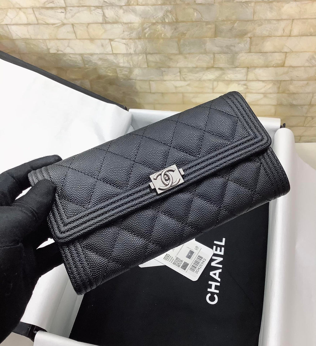 CO-CO Chanel Long Flap Wallet With Silver Hardware 20cm