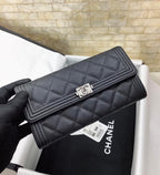 CO-CO Chanel Long Flap Wallet With Silver Hardware 20cm