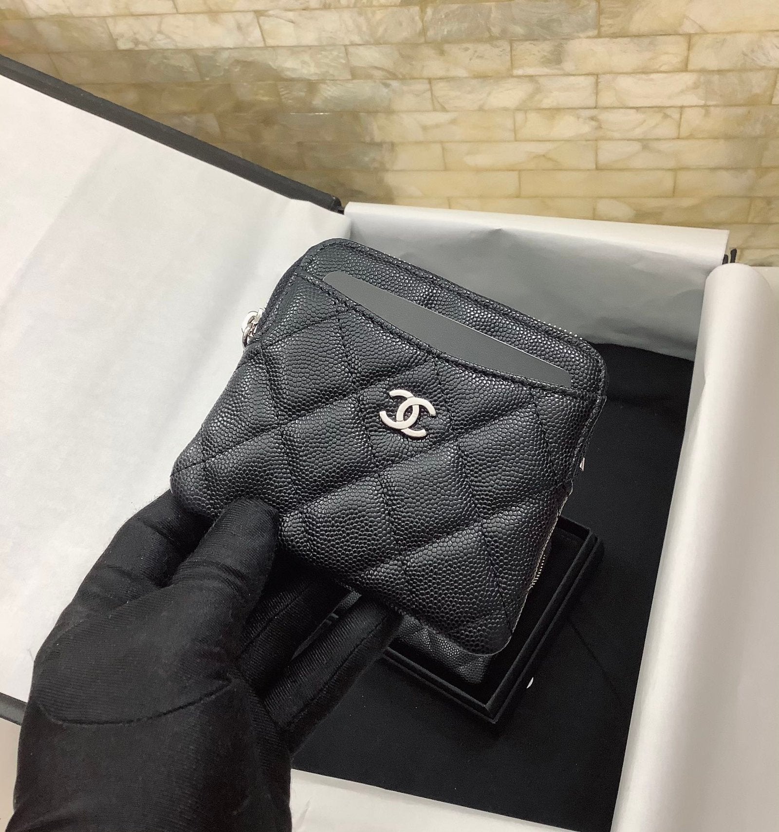 CO-CO Chanel Card Holder With Silver Hardware 19cm