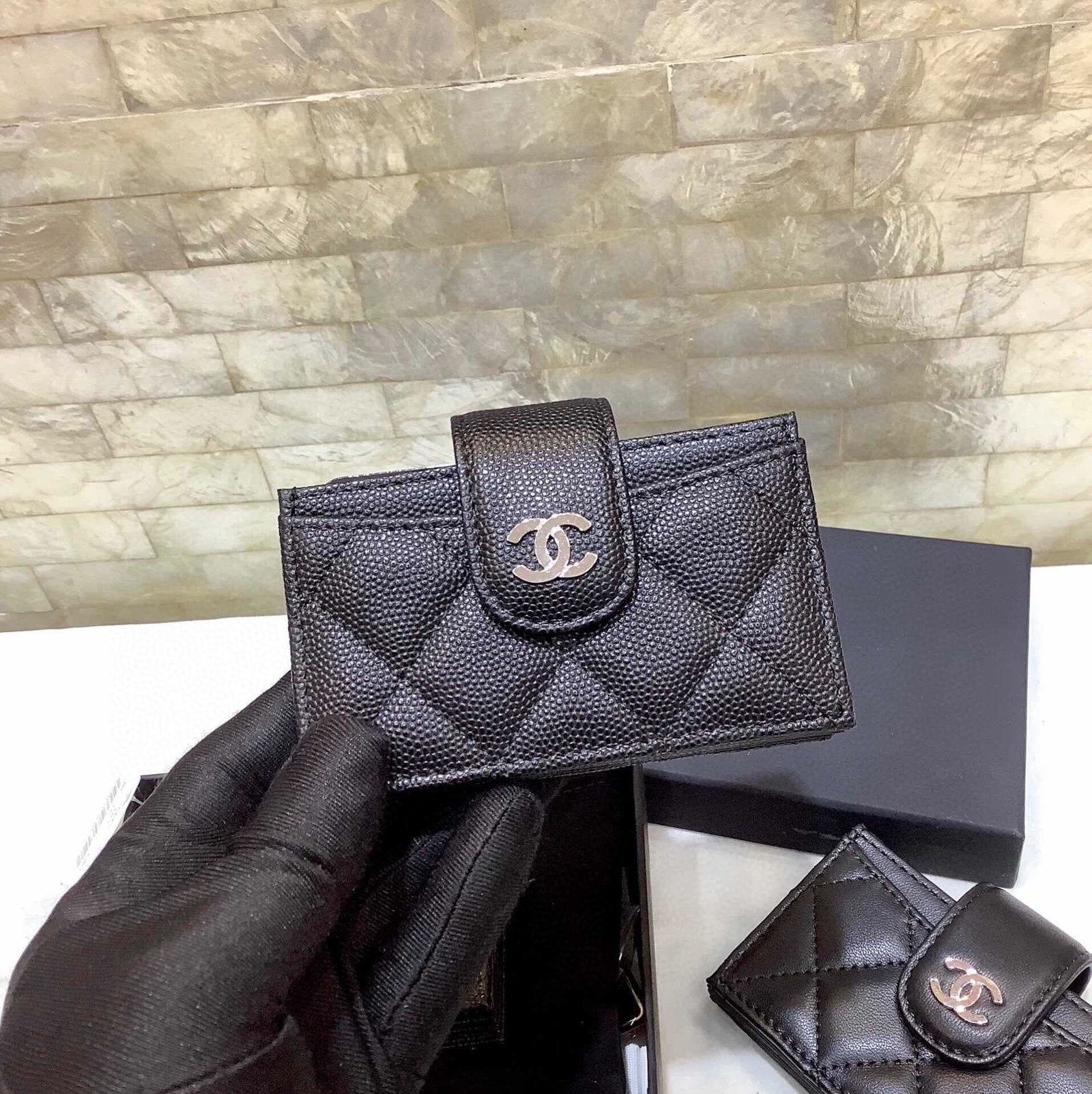 CO-CO Chanel Card Holder With Silver Hardware 10cm
