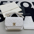 Chanel Flap Bag Top Handle With Gold Toned Hardware Chain 19cm White