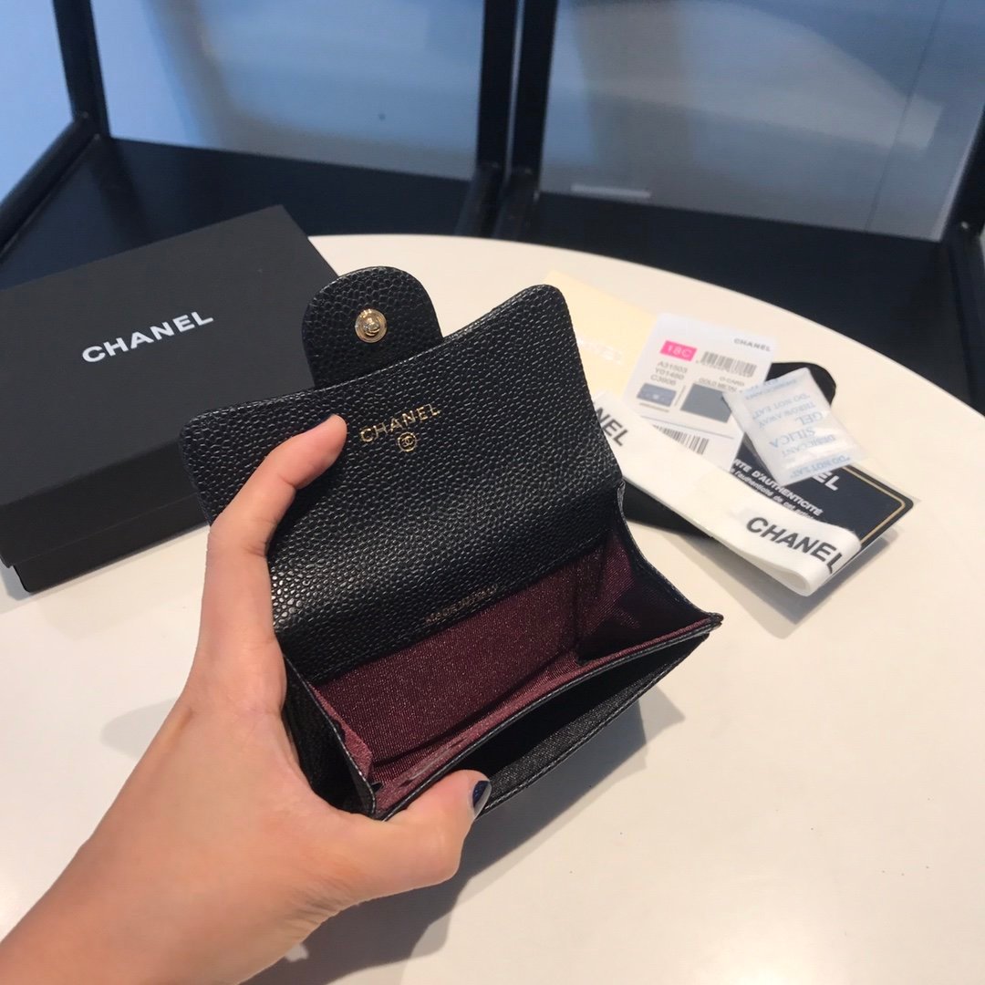 Chanel Co-Co Mini Wallet Gold Hardware 12cm Black