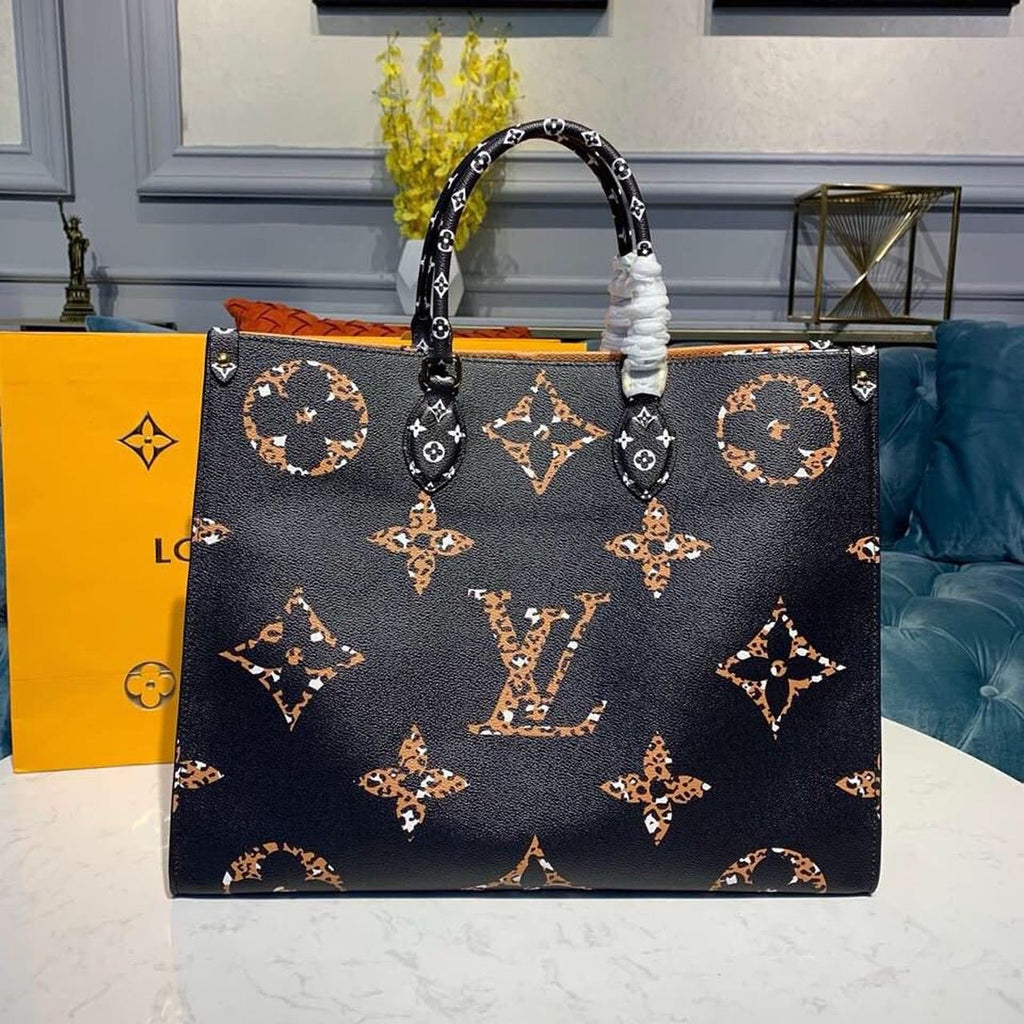 Louis Vuitton OnTheGo Tote Bag 42cm Monogram Jungle Canvas Spring/Summer Collection M44718, Black/Caramel