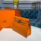 Hermes Kelly Danse II Bag Swift Orange Gold Hardware For Women 8.7in/22cm