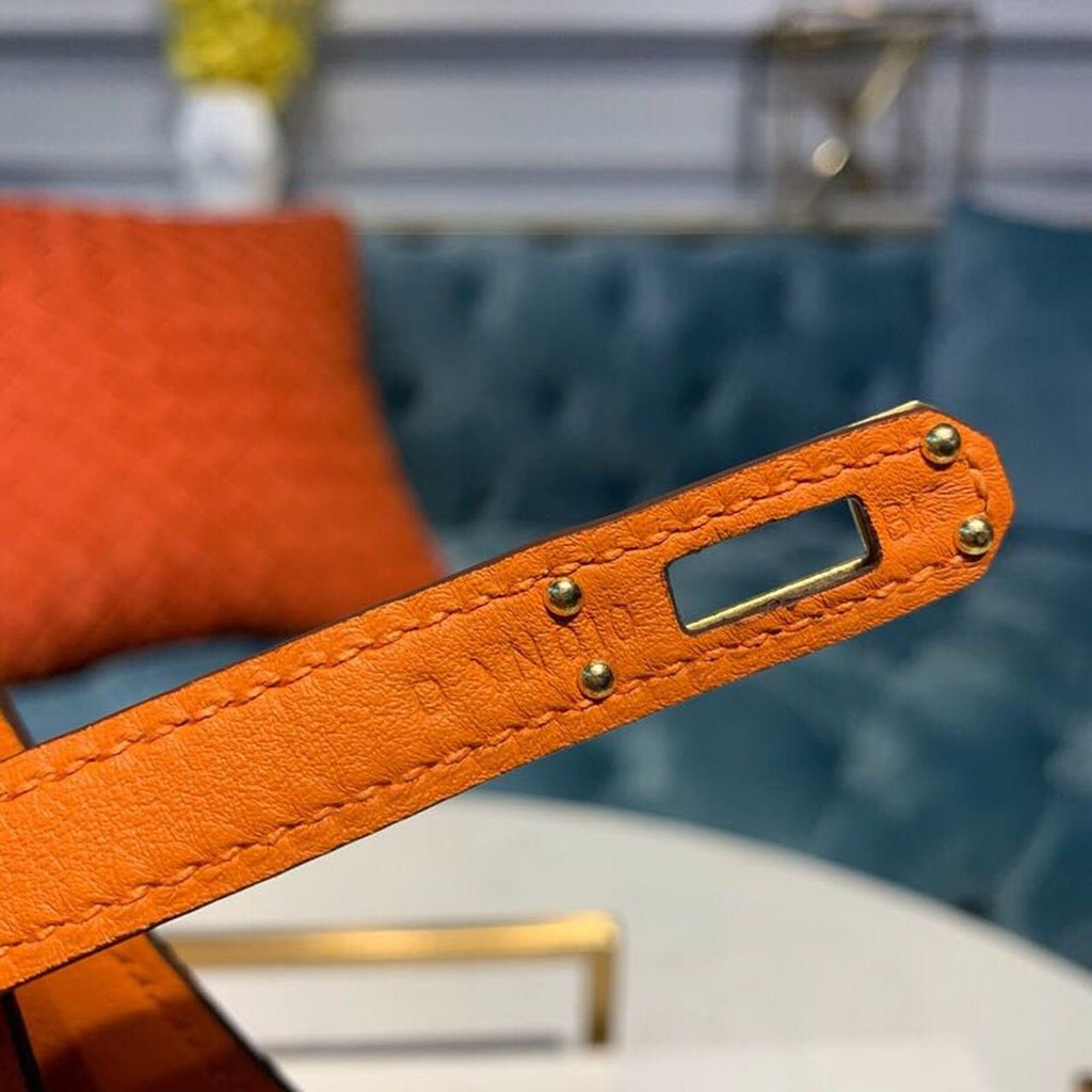 Hermes Kelly Danse II Bag Swift Orange Gold Hardware For Women 8.7in/22cm