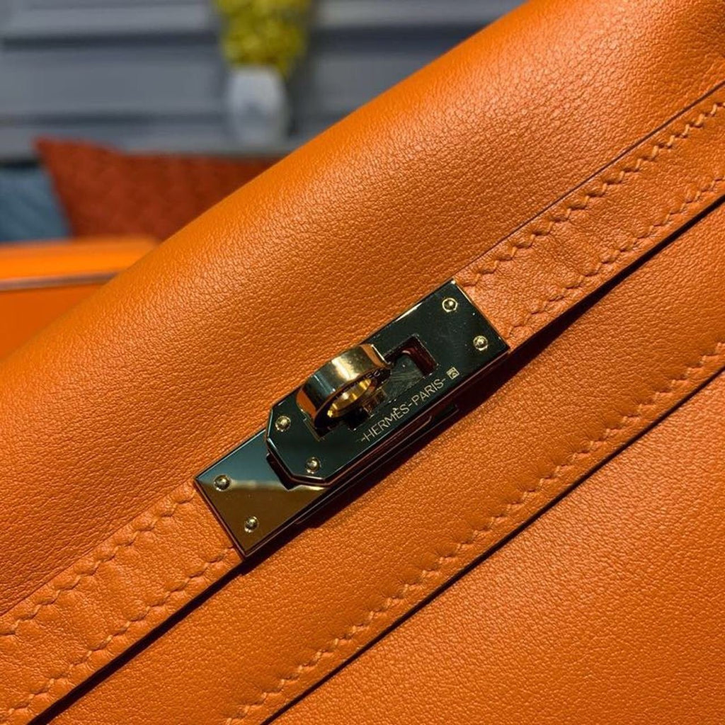 Hermes Kelly Danse II Bag Swift Orange Gold Hardware For Women 8.7in/22cm