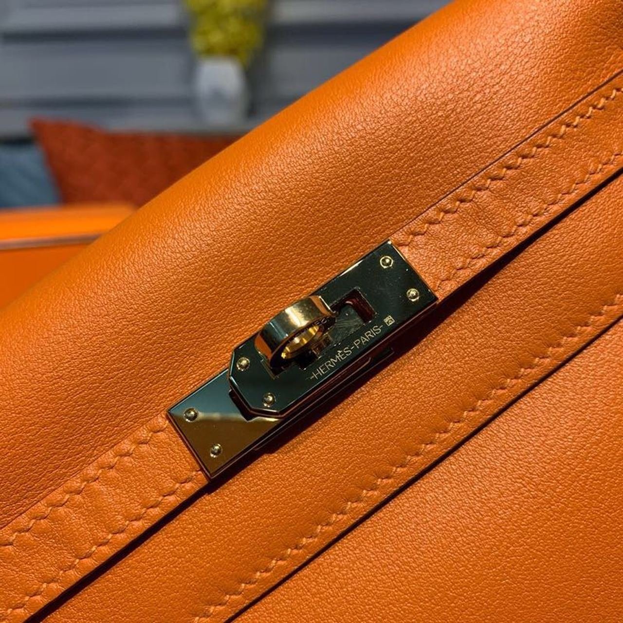 Hermes Kelly Danse II Bag Swift Orange Gold Hardware For Women 8.7in/22cm